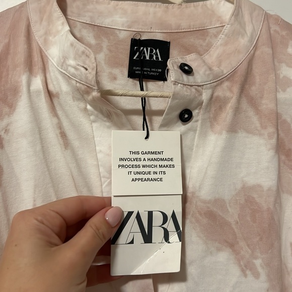 Zara pink & white tie-dye dress, size L, NWT - Picture 5 of 7
